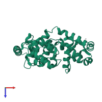 PDB entry 3qwl coloured by chain, top view.