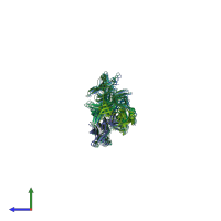 PDB entry 3qwn coloured by chain, side view.