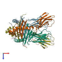 PDB entry 3qxd coloured by chain, top view.