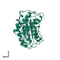 Cyclin-dependent kinase 2 in PDB entry 3qxp, assembly 1, side view.