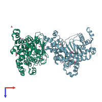PDB entry 3qxy coloured by chain, top view.