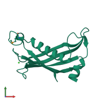 PDB entry 3qy3 coloured by chain, front view.