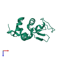 PDB entry 3qy4 coloured by chain, top view.