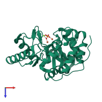 PDB entry 3qy7 coloured by chain, top view.