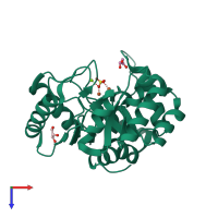 PDB entry 3qy8 coloured by chain, top view.