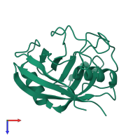 PDB entry 3qyu coloured by chain, top view.