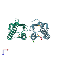 PDB entry 3qz0 coloured by chain, top view.