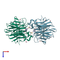 PDB entry 3qz4 coloured by chain, top view.