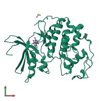 PDB entry 3qzg coloured by chain, front view.