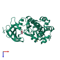 PDB entry 3r00 coloured by chain, top view.