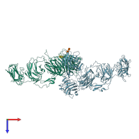PDB entry 3r05 coloured by chain, top view.