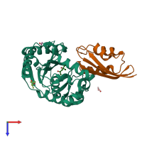 PDB entry 3r07 coloured by chain, top view.