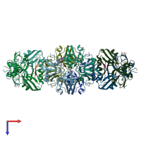 PDB entry 3r0h coloured by chain, top view.