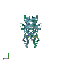 PDB entry 3r0y coloured by chain, side view.