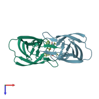 PDB entry 3r0y coloured by chain, top view.