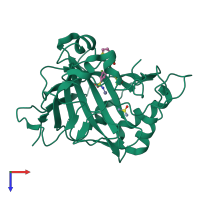 PDB entry 3r17 coloured by chain, top view.