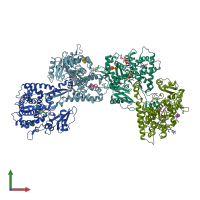 PDB entry 3r1b coloured by chain, front view.