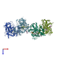 PDB entry 3r1b coloured by chain, top view.