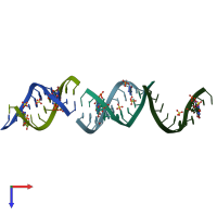 PDB entry 3r1d coloured by chain, top view.