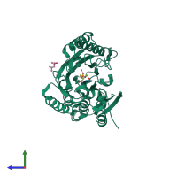 PDB entry 3r1m coloured by chain, side view.