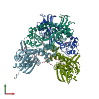 PDB entry 3r1x coloured by chain, front view.
