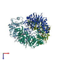 PDB entry 3r1x coloured by chain, top view.