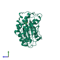 PDB entry 3r1y coloured by chain, side view.