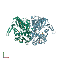 PDB entry 3r23 coloured by chain, front view.