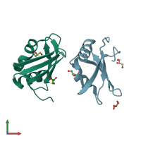 PDB entry 3r27 coloured by chain, front view.