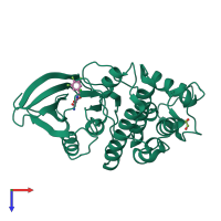 PDB entry 3r28 coloured by chain, top view.