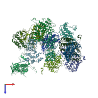 PDB entry 3r2b coloured by chain, top view.