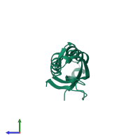 PDB entry 3r2e coloured by chain, side view.