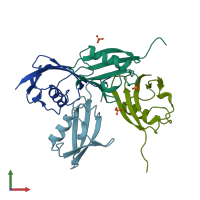 PDB entry 3r3m coloured by chain, front view.