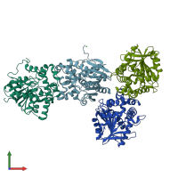 PDB entry 3r3u coloured by chain, front view.