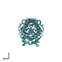 PDB entry 3r3v coloured by chain, side view.