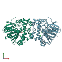 PDB entry 3r3w coloured by chain, front view.