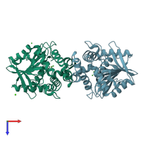 PDB entry 3r3w coloured by chain, top view.