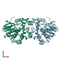 PDB entry 3r40 coloured by chain, front view.