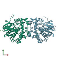 PDB entry 3r41 coloured by chain, front view.