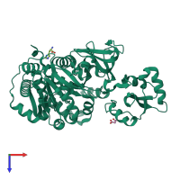 PDB entry 3r44 coloured by chain, top view.