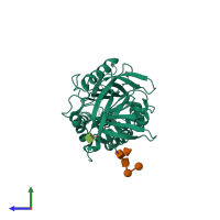 PDB entry 3r4l coloured by chain, side view.