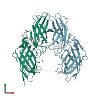 PDB entry 3r4r coloured by chain, front view.