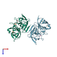 PDB entry 3r4r coloured by chain, top view.