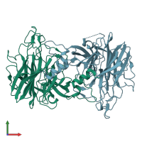 PDB entry 3r4y coloured by chain, front view.