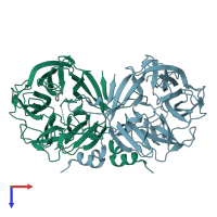 PDB entry 3r4y coloured by chain, top view.