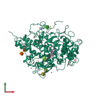 PDB entry 3r55 coloured by chain, front view.