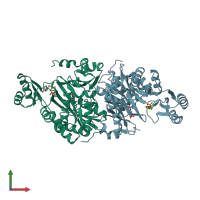 PDB entry 3r5h coloured by chain, front view.