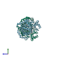 PDB entry 3r5h coloured by chain, side view.