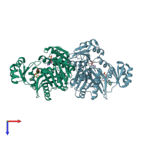 PDB entry 3r5h coloured by chain, top view.