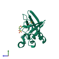 PDB entry 3r5l coloured by chain, side view.